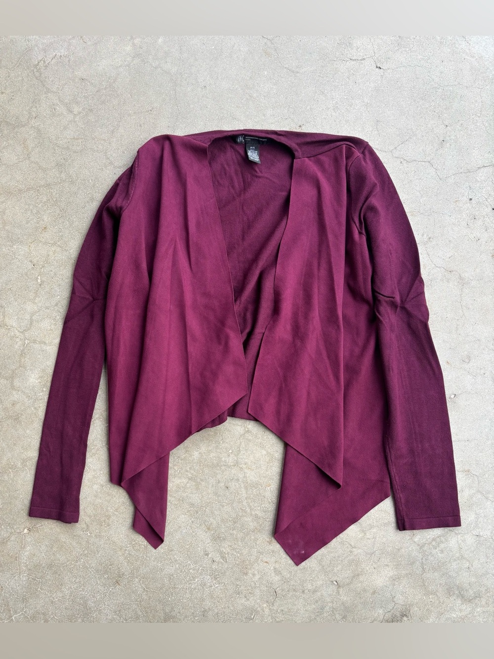 INC Petite Drape Front Faux Suede Cardigan Burgundy Petite Small